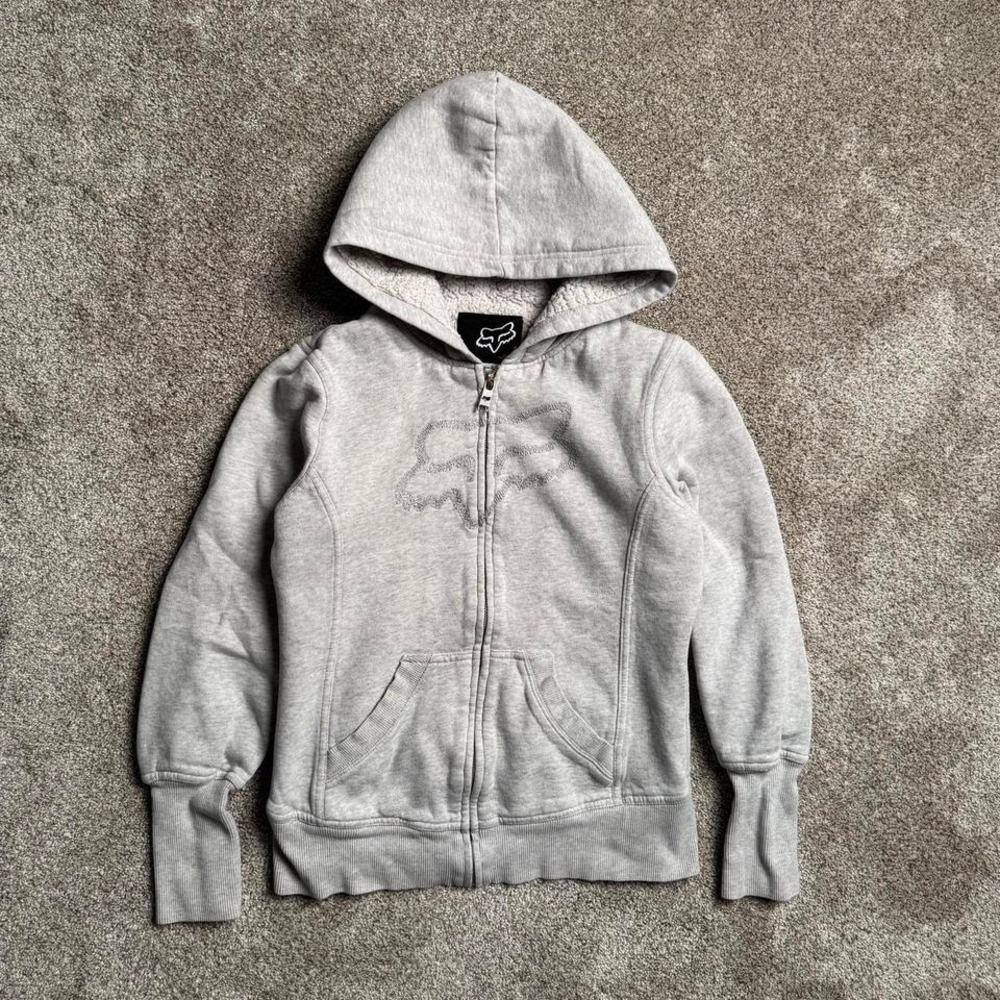 HEATHER‎ GREY FOX SHERPA-LINED "OVERLOCK" ZIP UP HOODIE